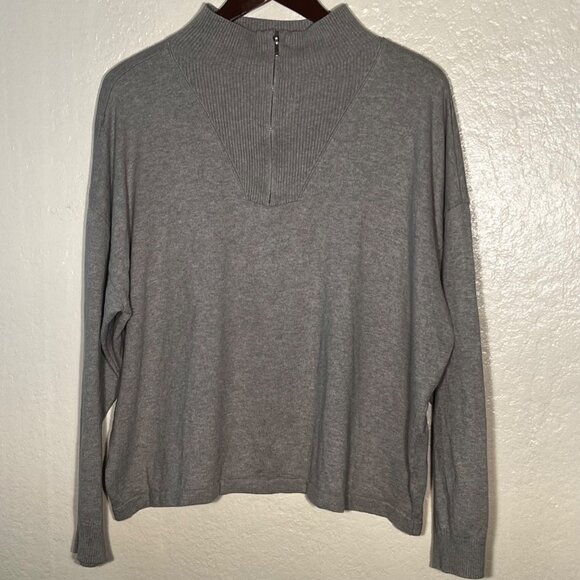 Haven Well Within Gray Mock Neck Sweater Top XL 90% Cotton 10% Cashmere flaw - Picture 2 of 16